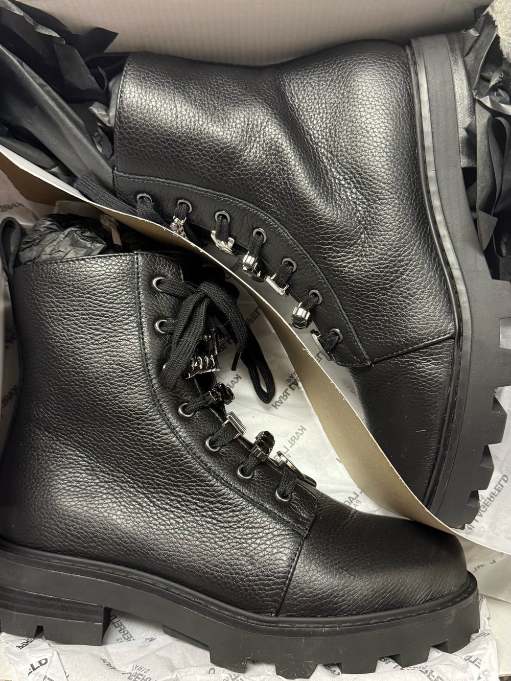 Karl Lagerfield Mela Combat Boot -
Black - Size7 - Picture 2 of 6